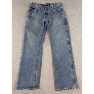 Ariat Rebar M4 Jeans Men's 32x31 Blue Denim Low Rise Bootcut Regular Distressed